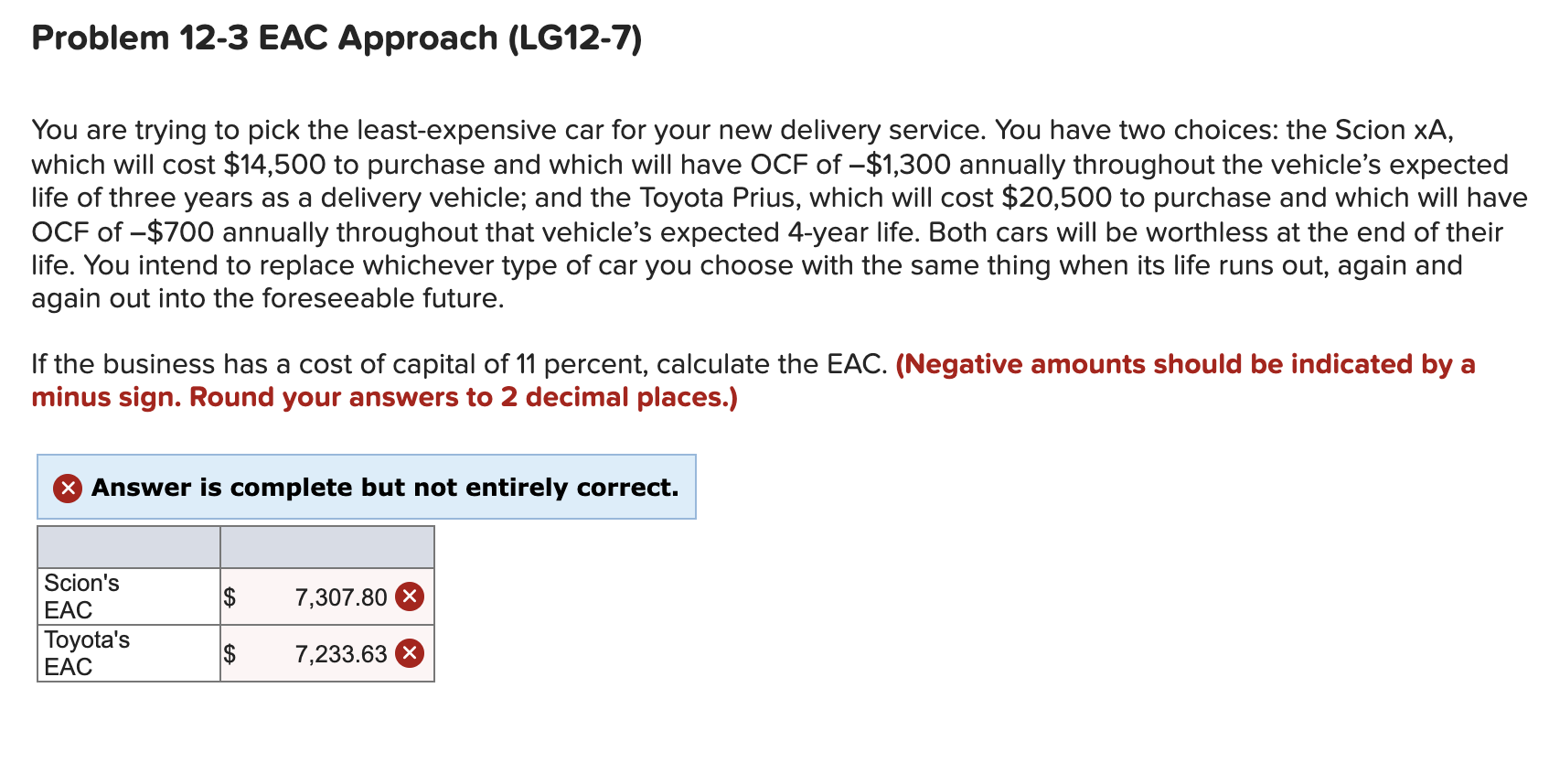 Solved Problem 12-3 EAC Approach (LG12-7) You are trying to | Chegg.com