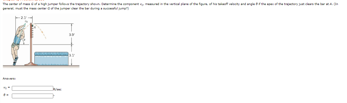 Solved The center of mass G of a high jumper follows the | Chegg.com