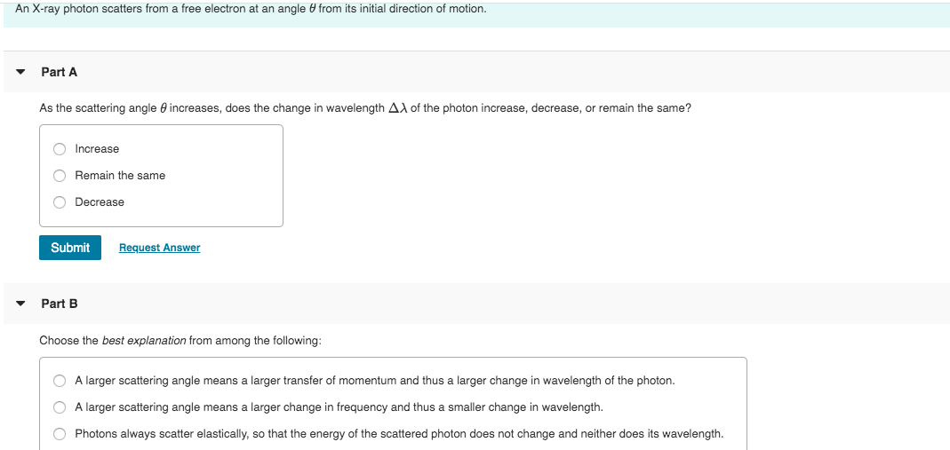 Solved An X-ray photon scatters from a free electron at an | Chegg.com