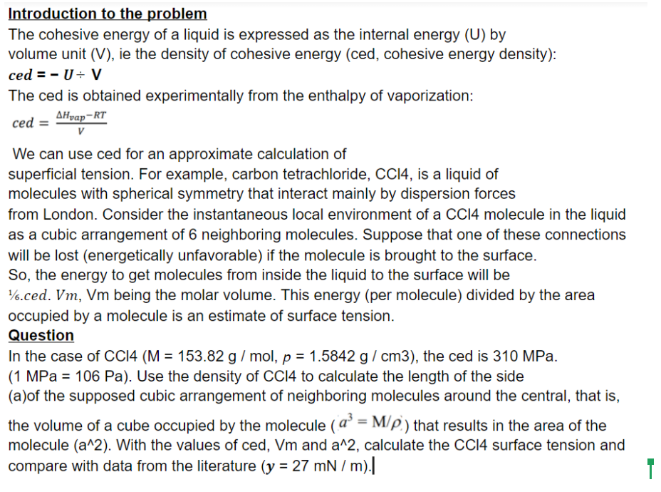 Introduction to the problem The cohesive energy of a | Chegg.com