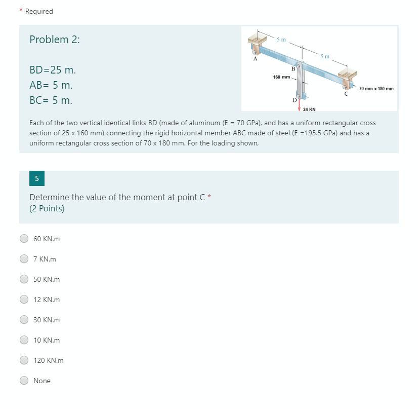 Solved Required Problem 2: 5 M 5 M B 160 Mm BD=25 M. AB= 5 | Chegg.com