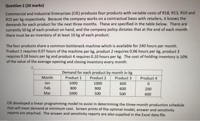 Question 2 20 marks Commercial and Industrial Chegg