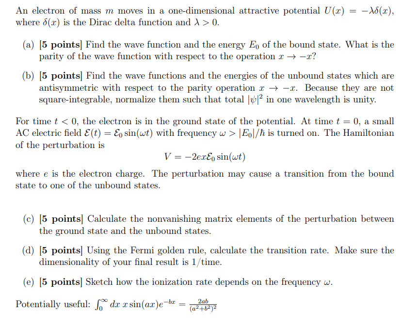 Solved An electron of mass \\( m \\) moves in a | Chegg.com