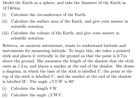 Solved Model the Earth as a sphere, and take the diameter of | Chegg.com