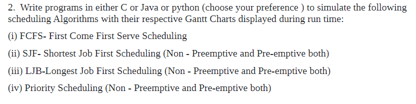 Solved 2. Write programs in either C or Java or python | Chegg.com