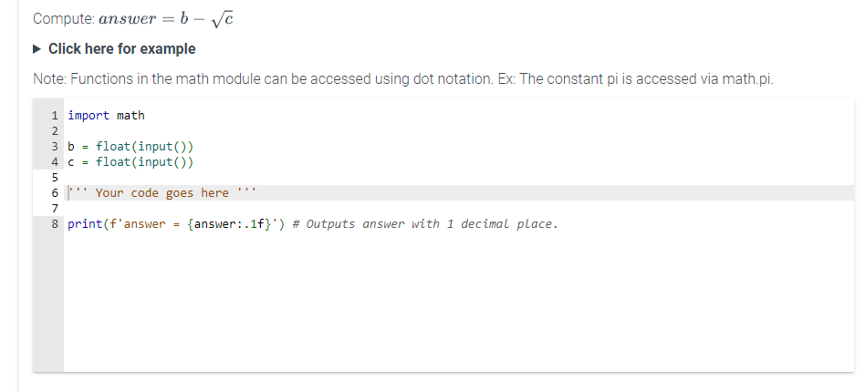 Solved Compute: answer =b-c2Click here for exampleNote: | Chegg.com