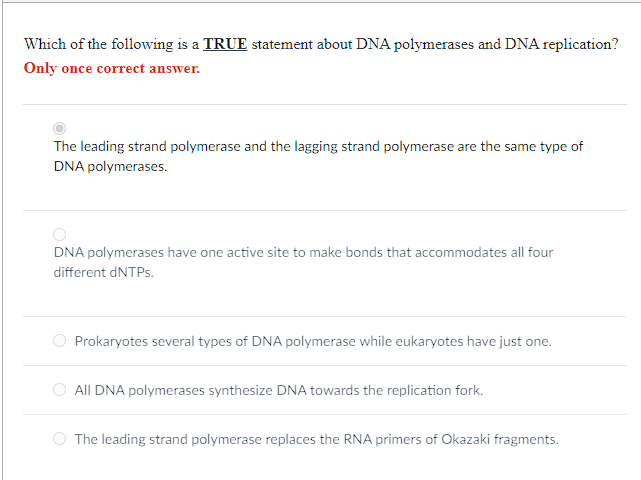 Solved Which of the following is a TRUE statement about DNA | Chegg.com