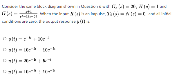 Solved Question 6 1 Pts Tao E Controller Gu Process G M Chegg Com