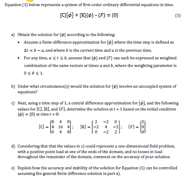 Solved Equation (1) below represents a system of first-order | Chegg.com