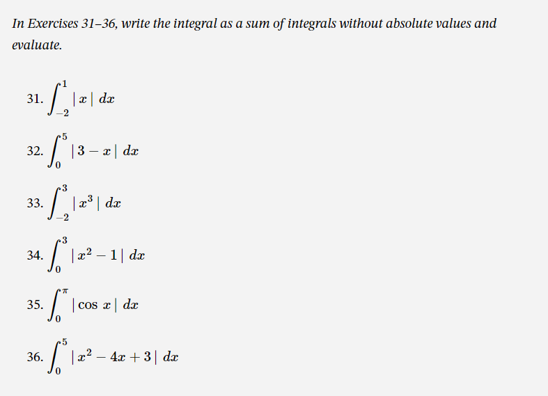 Solved In Exercises 31-36, write the integral as a sum of | Chegg.com