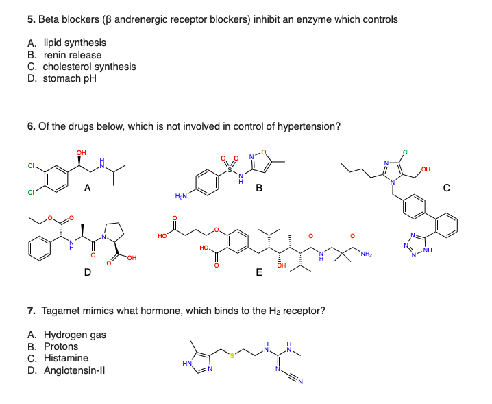 Solved 5 Beta Blockers Ss Andrenergic Receptor Blockers Chegg Com