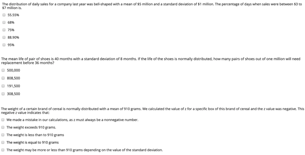 Solved The distribution of daily sales for a company last