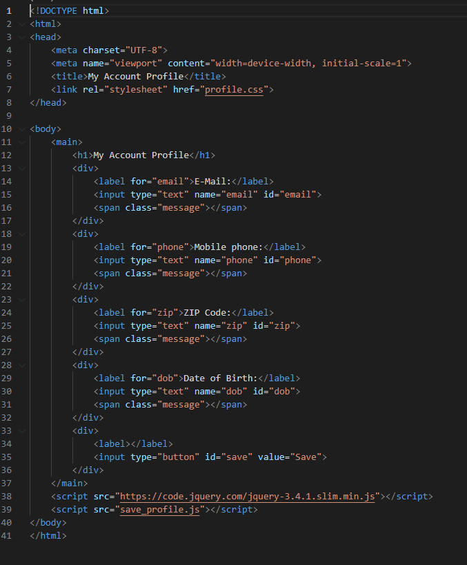Solved Code Provided: display_profile.js 