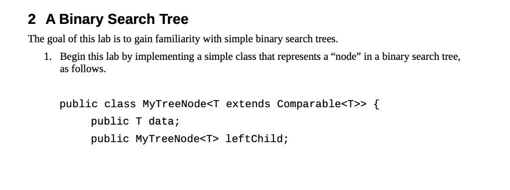 Solved 2 A Binary Search Tree The goal of this lab is to | Chegg.com