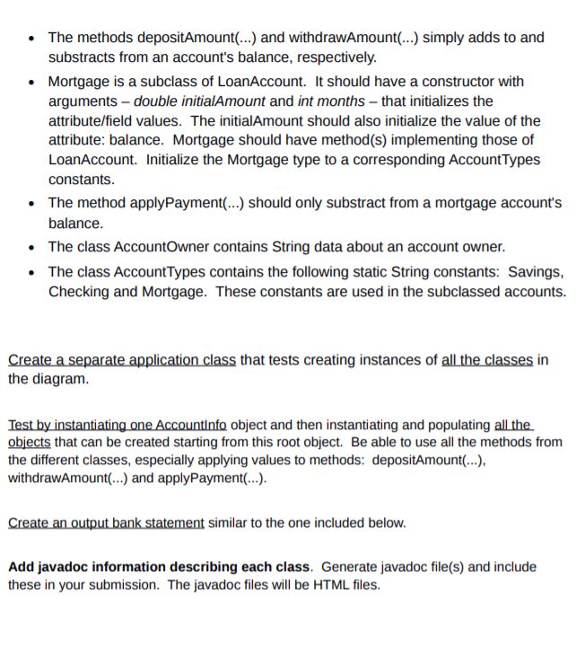 Solved Create a Java application with the following | Chegg.com