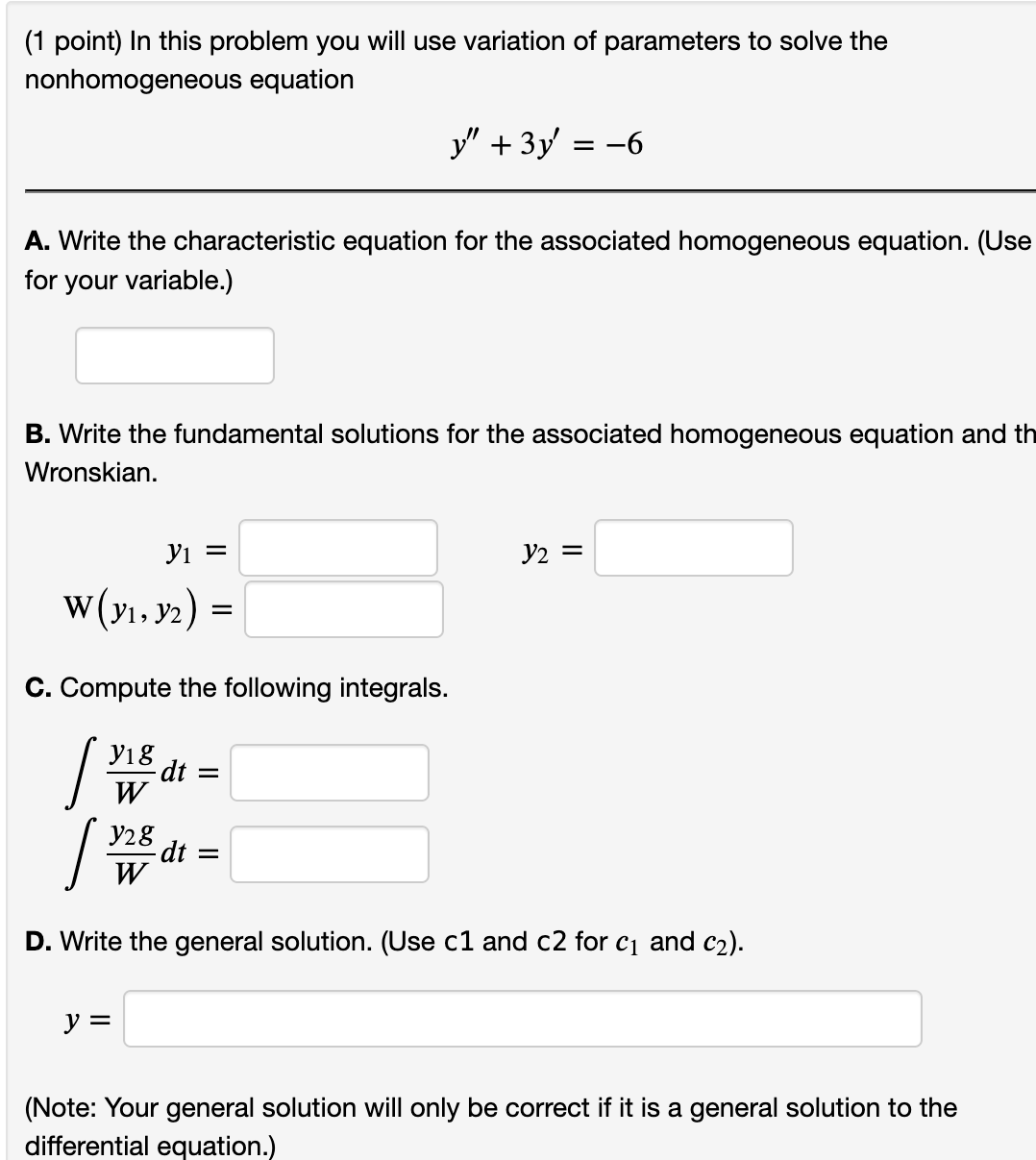Solved (1 point) In this problem you will use variation of | Chegg.com