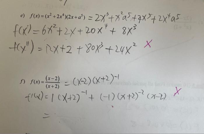 Solved Find the first and second derivatives of the | Chegg.com
