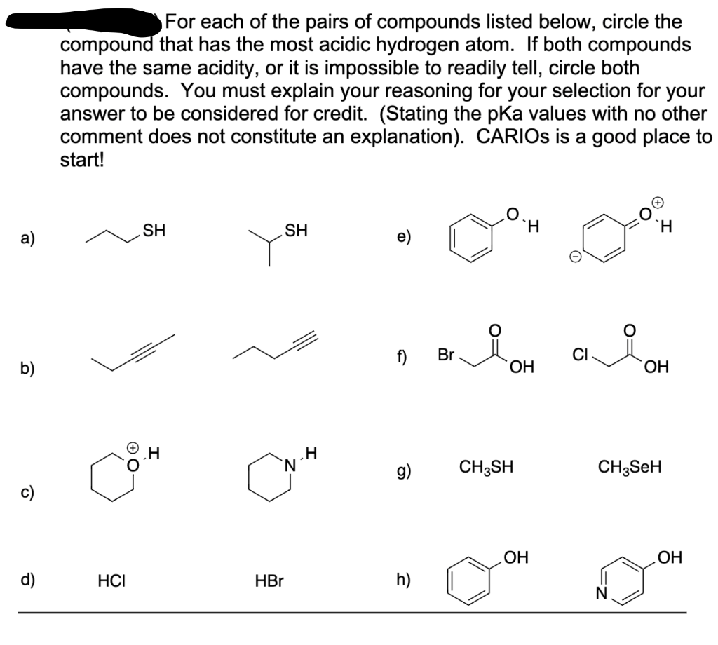 Solved For each of the pairs of compounds listed below, | Chegg.com