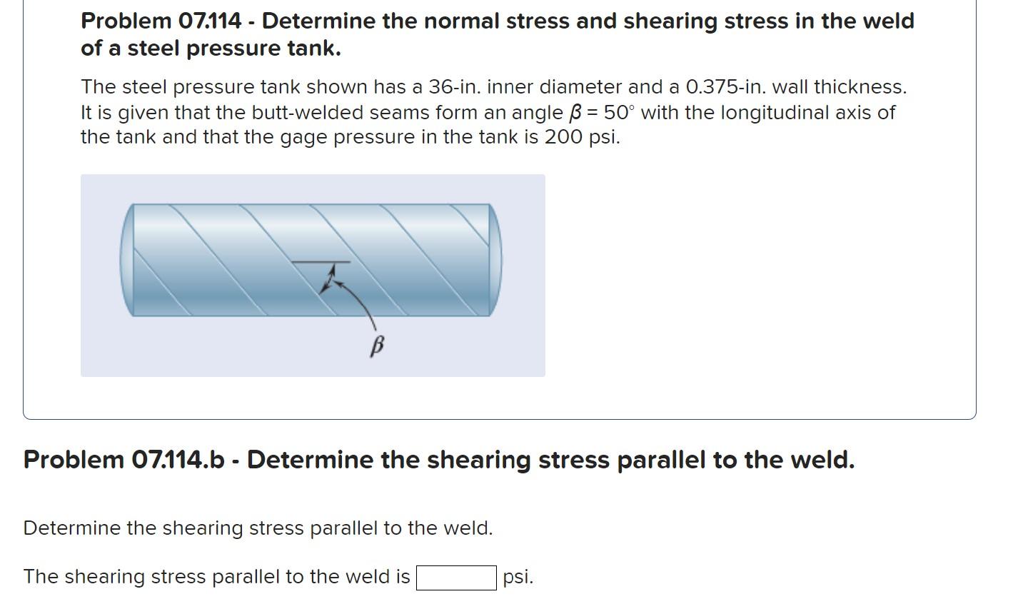 Solved Problem 07.114 Determine the normal stress and