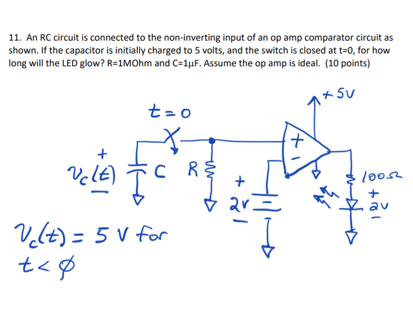 Solved 11 An Rc Circuit Is Connected To The Non Invertin Chegg Com