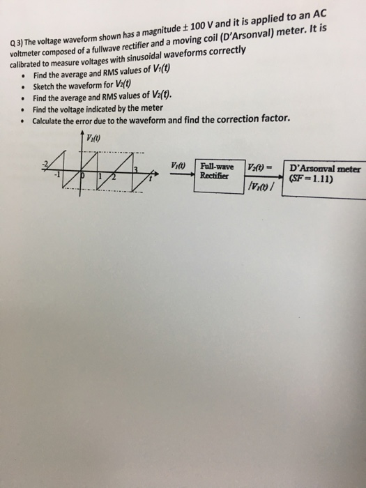 Solved Q 3) The Voltage Waveform Shown Has A Magnitude ± 100 | Chegg.com