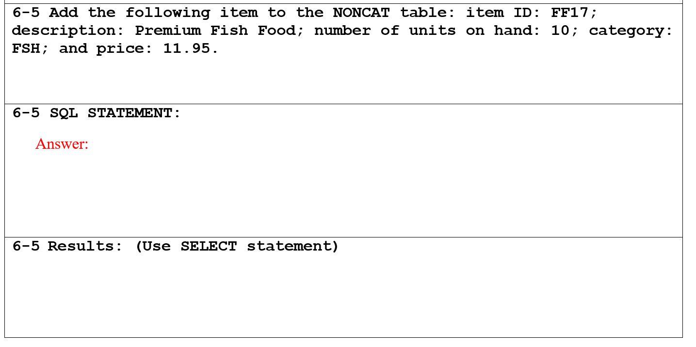 Solved SQL statements, please only answer questions 6-5 | Chegg.com