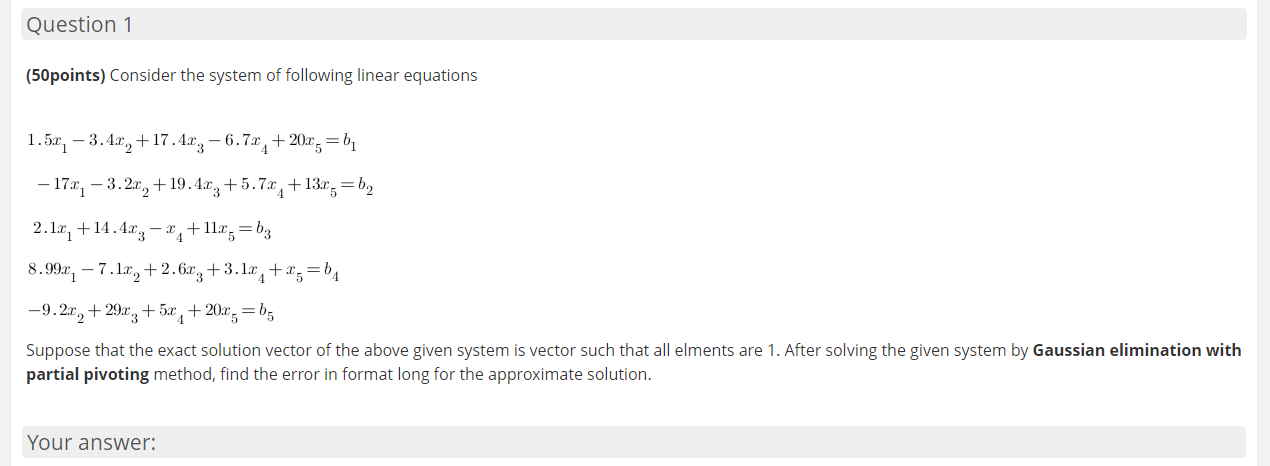 Solved (50points) Consider the system of following linear | Chegg.com