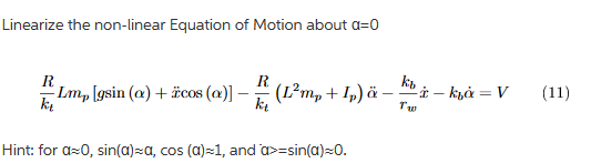 Linearize The Non Linear Equation Of Motion About Chegg Com