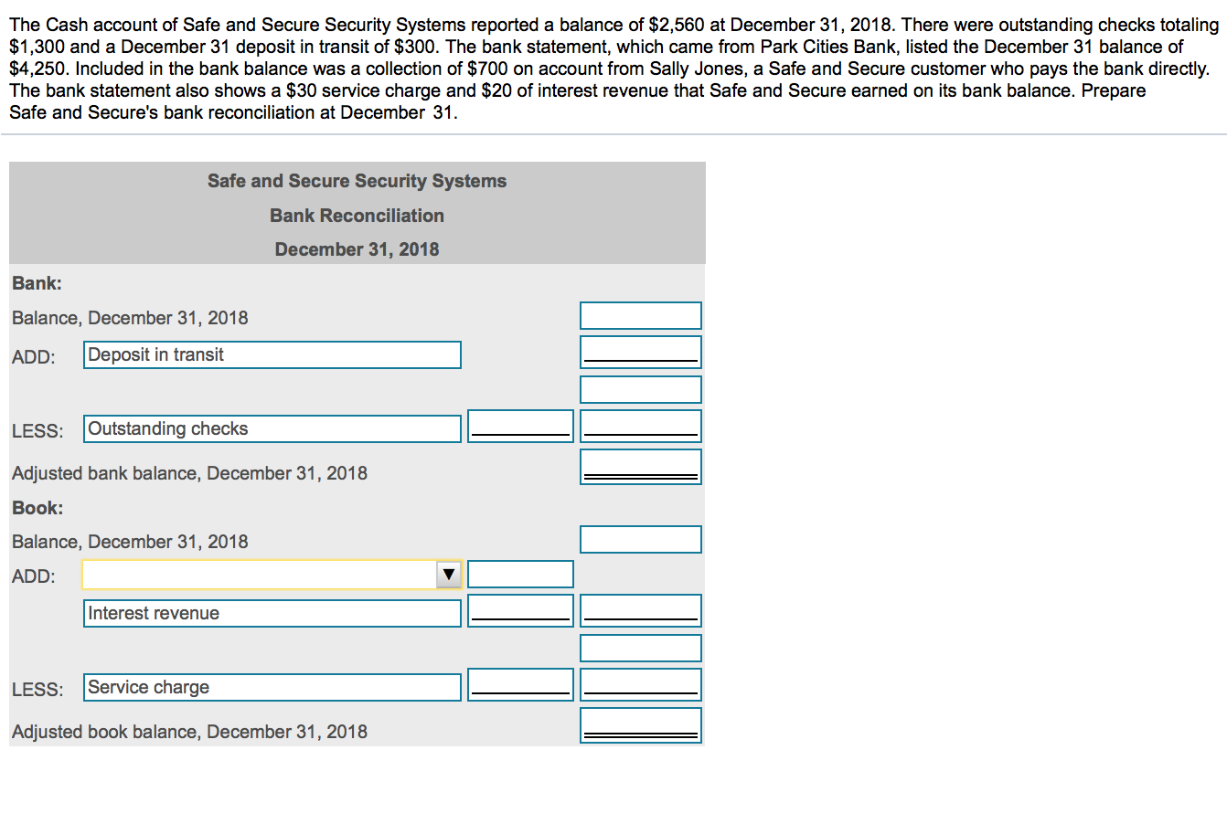 account assignment data for cash security deposits is incomplete