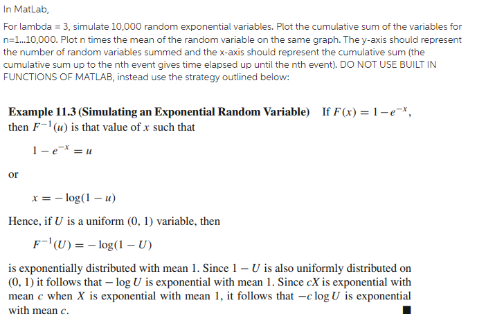 In MatLab, For lambda = 3, simulate 10,000 random | Chegg.com