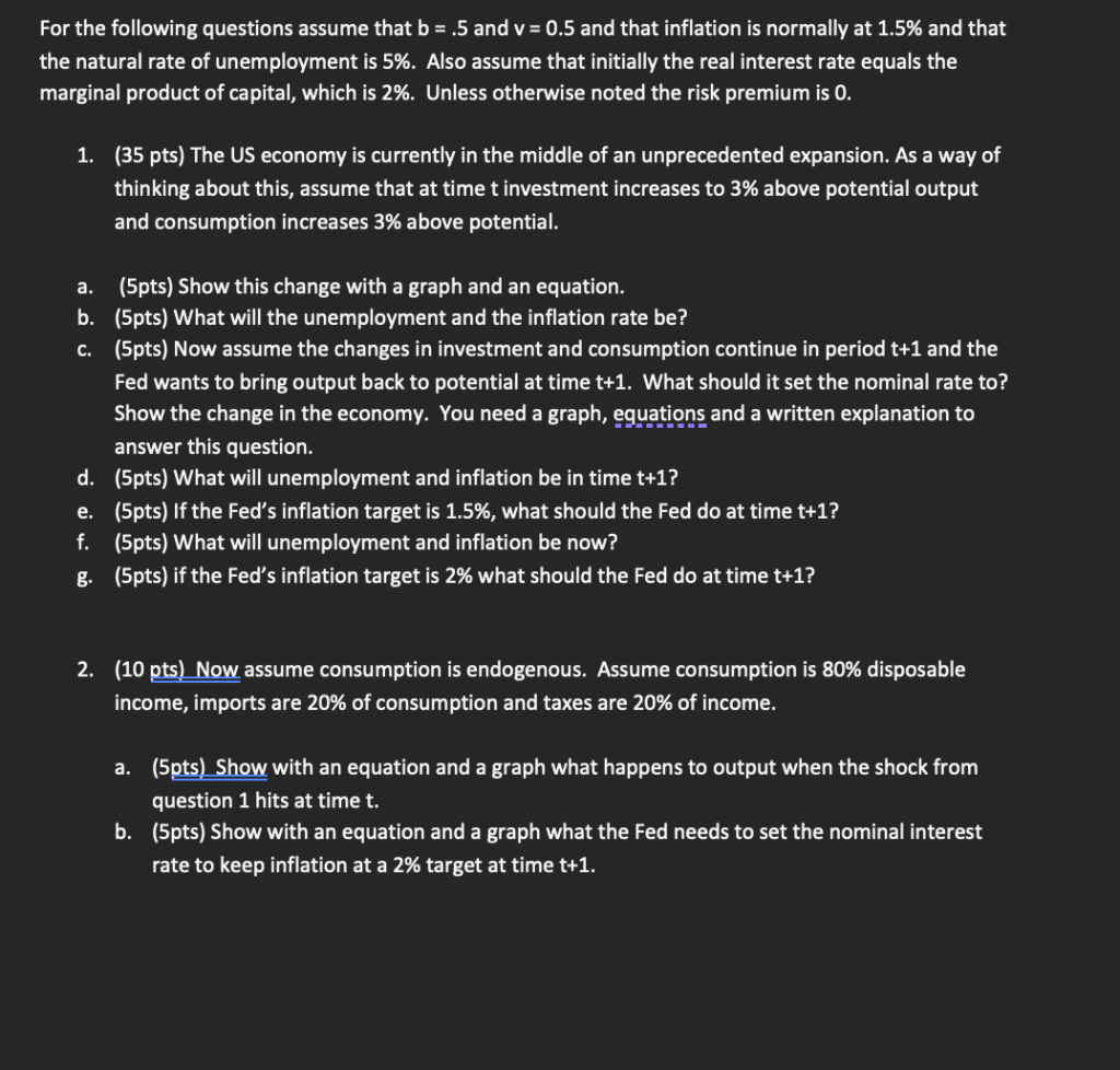 Solved Or The Following Questions Assume That B=.5 And V=0.5 | Chegg.com