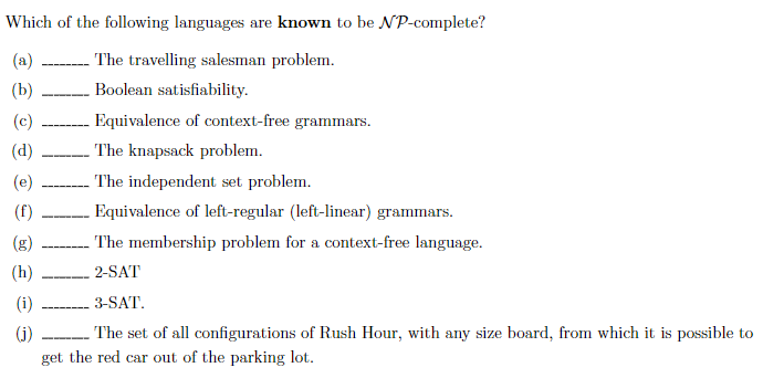 Solved Which of the following languages are known to be | Chegg.com