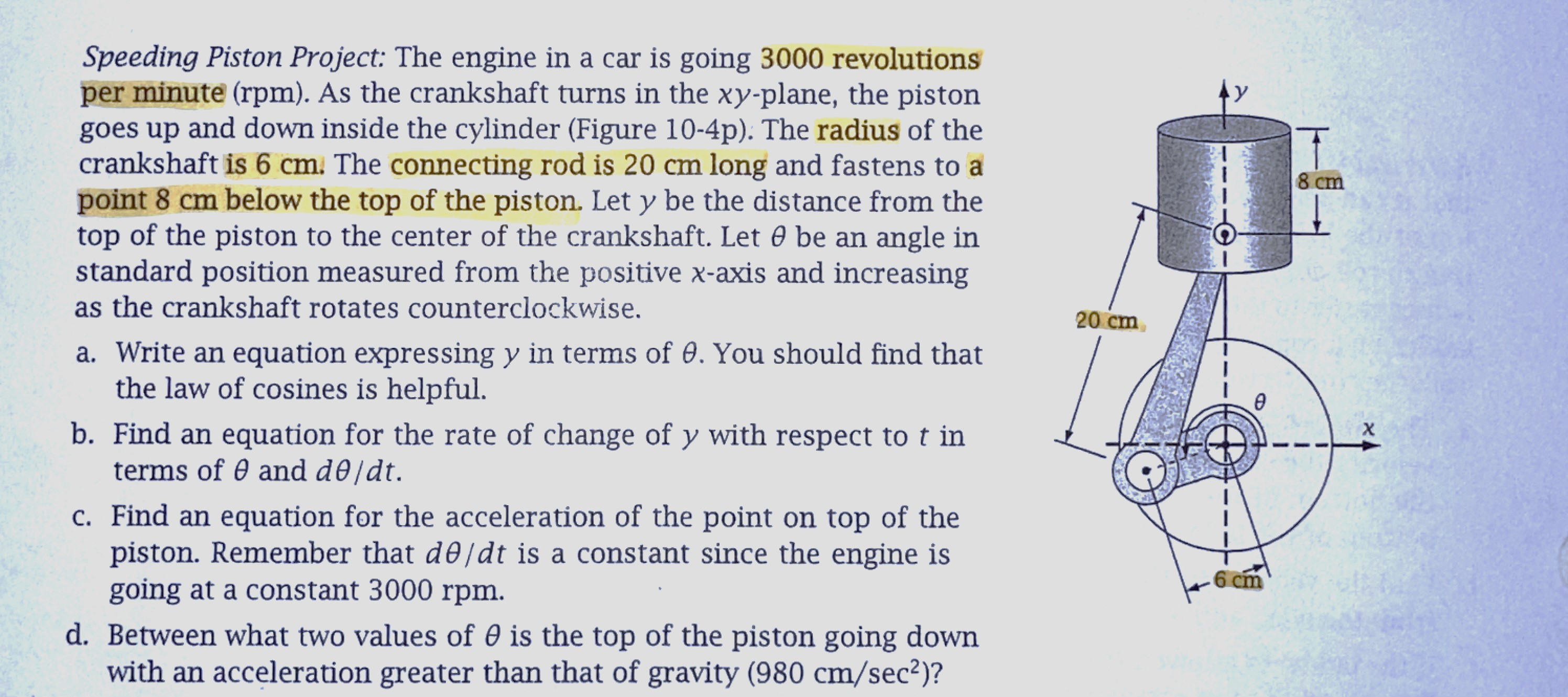 Solved Speeding Piston Project The engine in a car is going