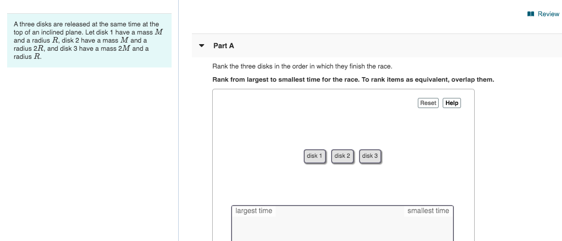Solved Review A three disks are released at the same time at | Chegg.com