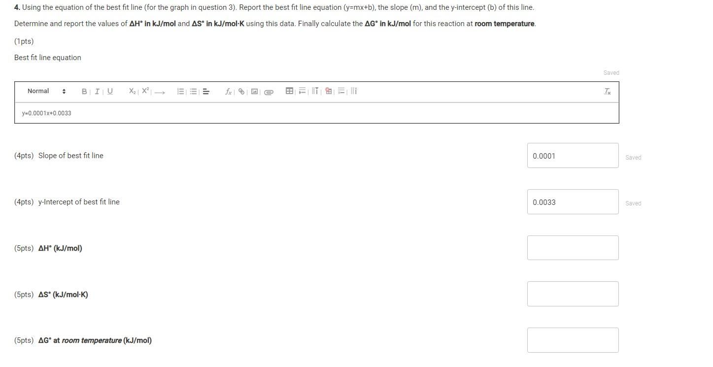 Solved 4. Using the equation of the best fit line (for the | Chegg.com