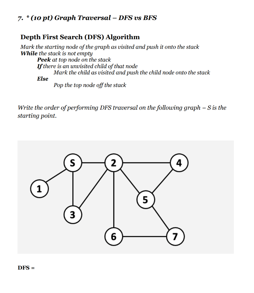 Solved Breadth First Search (BFS) Algorithm Mark The | Chegg.com