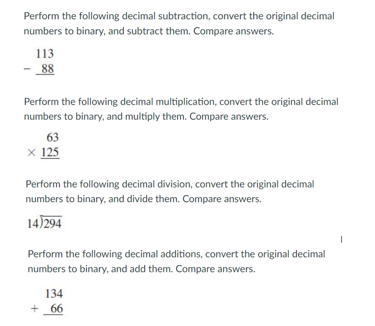 Solved Perform the following decimal subtraction, convert | Chegg.com