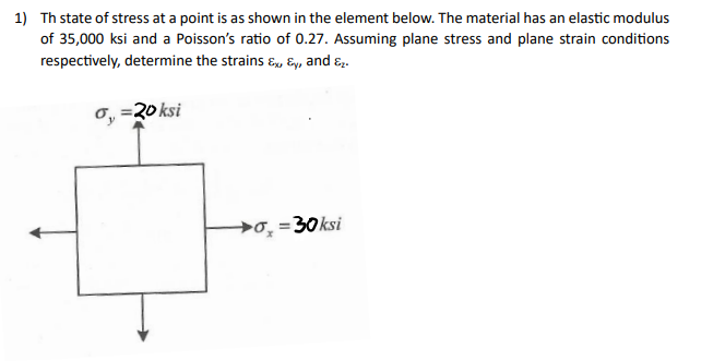 Solved 1) Th state of stress at a point is as shown in the | Chegg.com