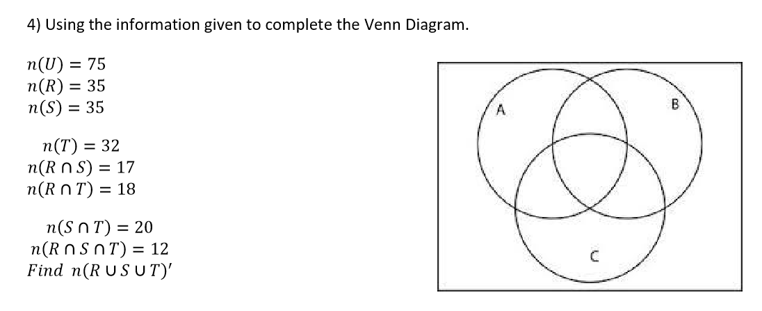 Solved Using The Information Given To Complete The Venn 