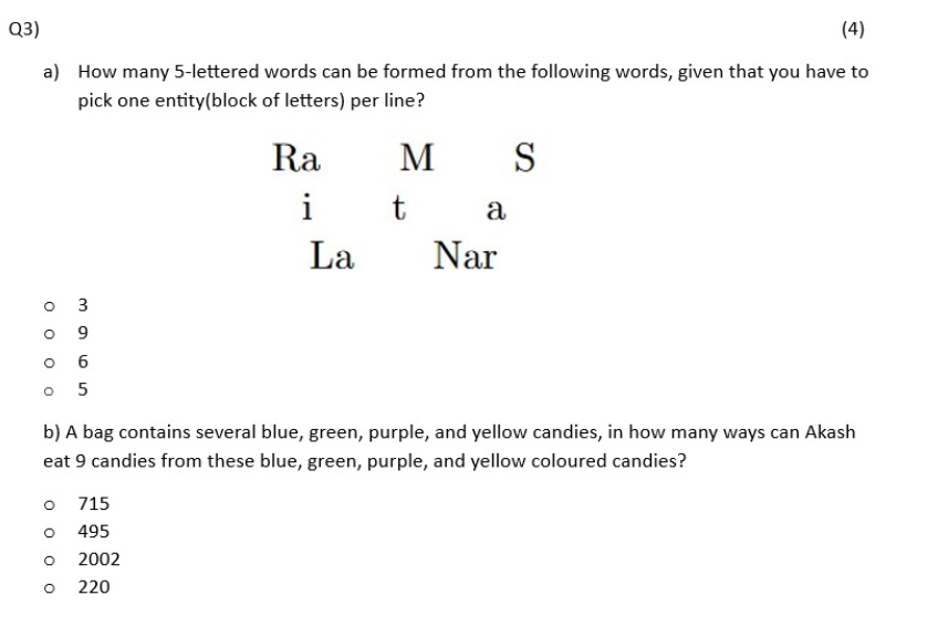 Solved a) How many 5-lettered words can be formed from the | Chegg.com