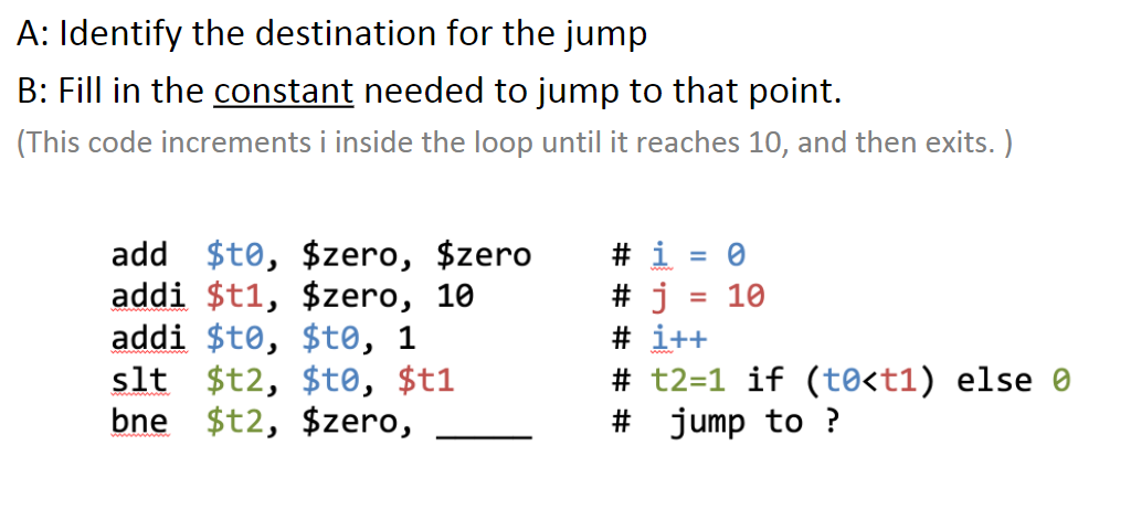 Solved A: Identify The Destination For The Jump B: Fill In | Chegg.com