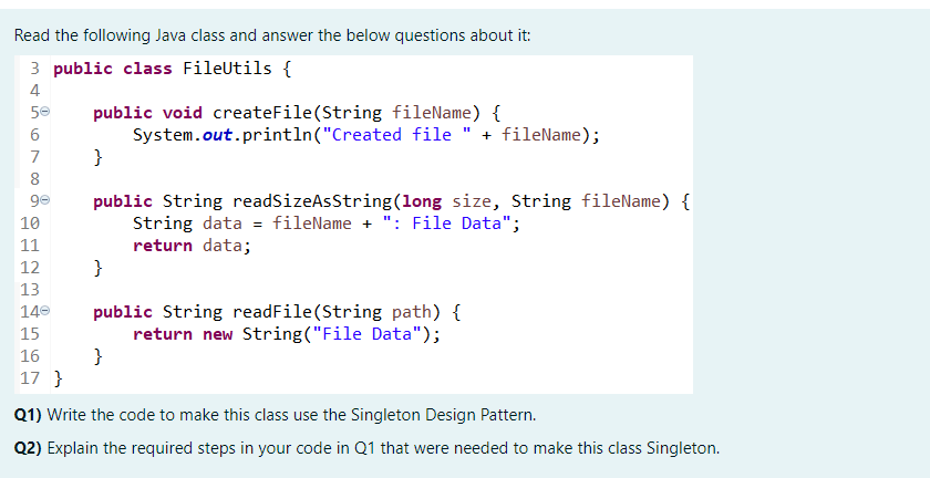 Solved Read the following Java class and answer the below | Chegg.com