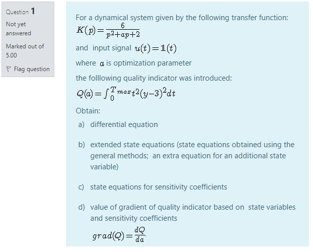 Solved For a dynamical system given by the following | Chegg.com