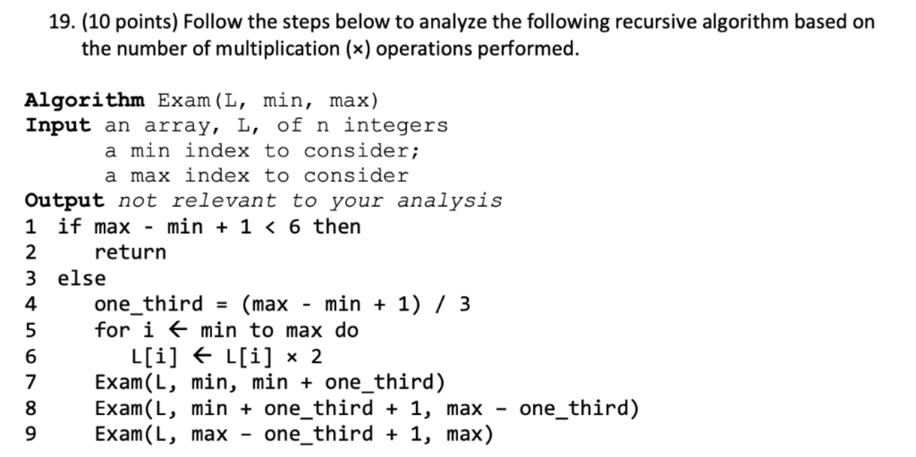 Solved 19. (10 points) Follow the steps below to analyze the | Chegg.com