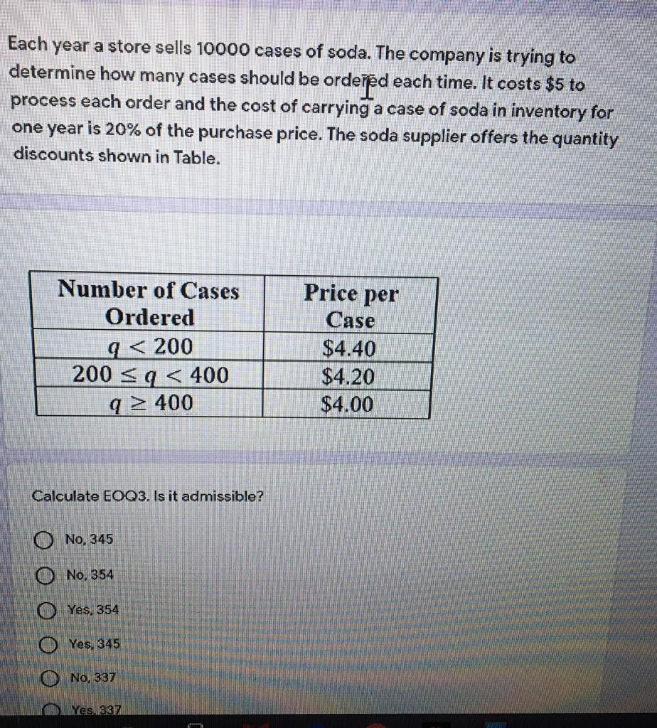 Solved Determine how often the firm should order. (1 year