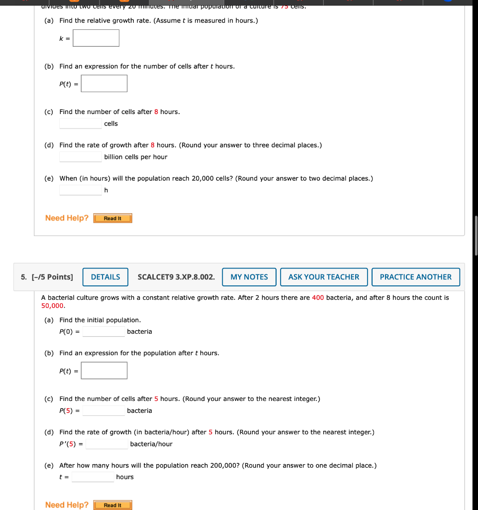 Solved (a) Find The Relative Growth Rate. (Assume T Is | Chegg.com