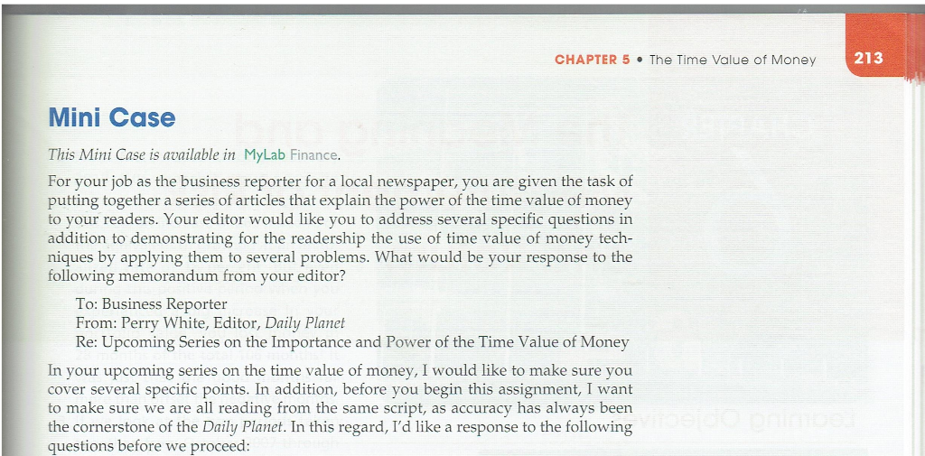 Solved CHAPTER 5 The Time Value of Money 213 Mini Case This | Chegg.com