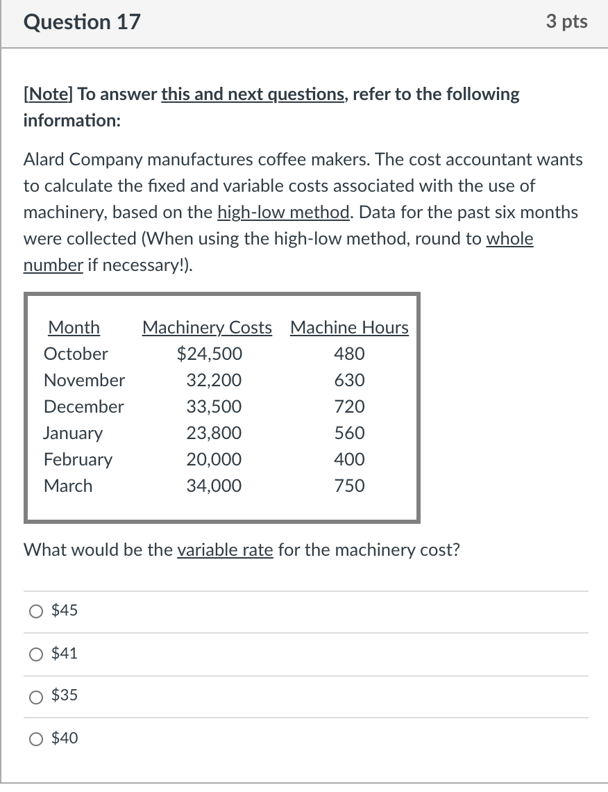 Solved Question 10 3 pts Which of the following would MOST | Chegg.com