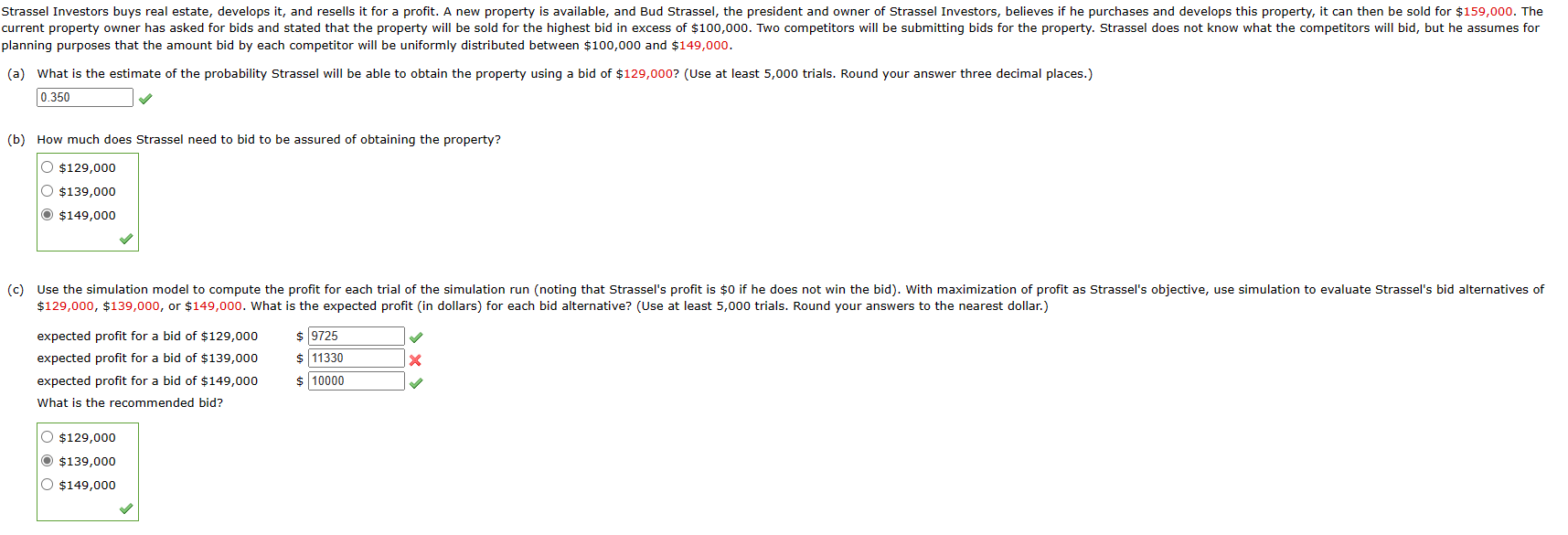 planning purposes that the amount bid by each | Chegg.com