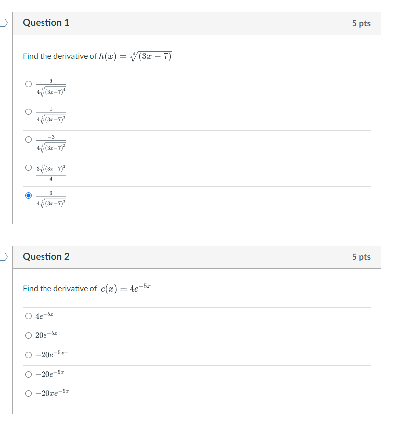 Solved Find the derivative of h(x)=4(3x−7) 4(3x−7)43 | Chegg.com